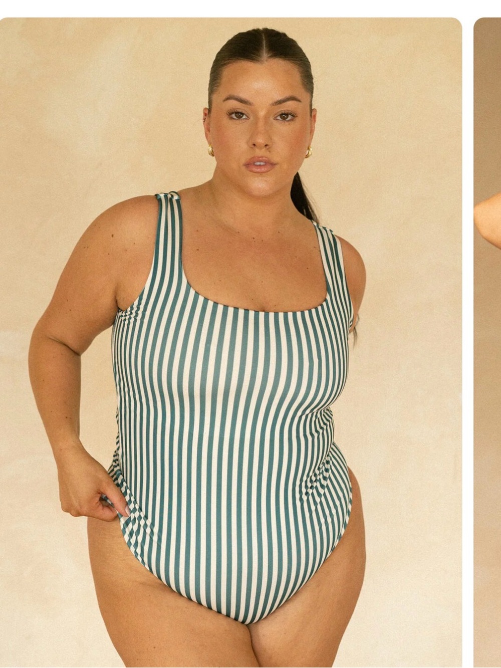 NWT Londre Striped Square Neck One-Piece